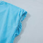 Solid Color Puffy Loose Top Drawstring Shorts 2pcs Outfit
