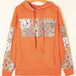 Mix Floral Patchwork Side Slit Drawstring Hoodie