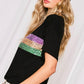 (Preorder 1.1)Mardi Gras Sequin Stripes Patchwork T Shirt