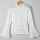 Lace Crochet Bell Sleeve Mock Neck Blouse