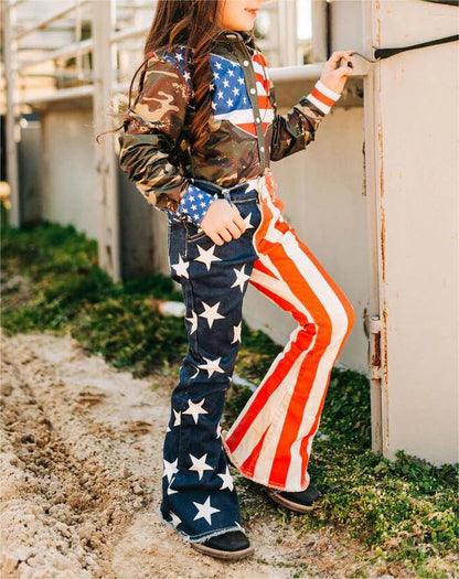 Flag Parent-child Flared Jeans