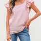 Pink Textured Bow Knot Frilled Butterfly Sleeve Blouse