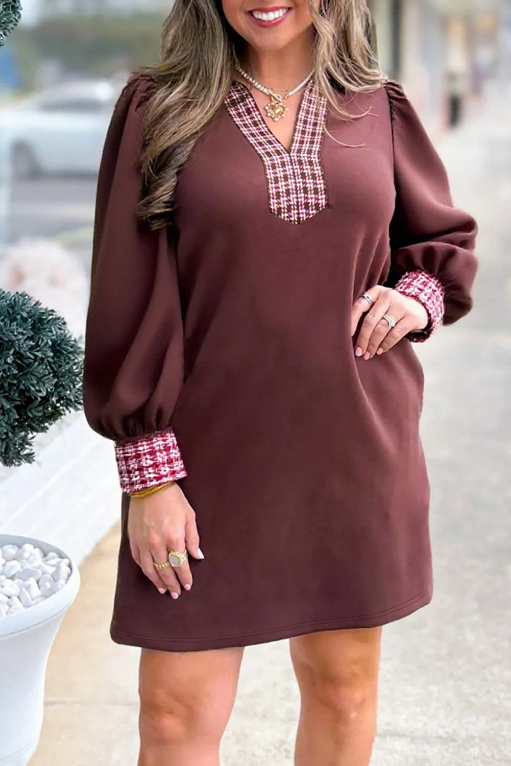 Collared Plus Size Shift Mini Dress