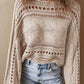 Elegant Hollow-out Knit Cropped Sweater