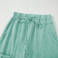 Mineral Wash Exposed Seam Drawstring High Waist Wide Leg Cargo Pants
