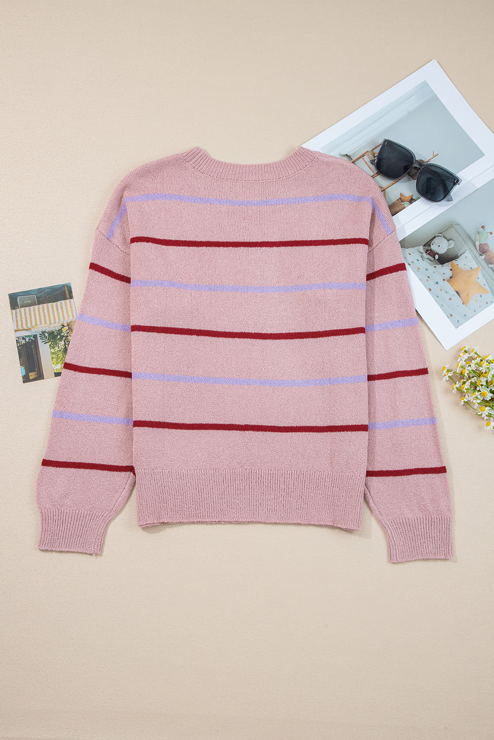 Ribbed Edge Drop Shoulder Sweater