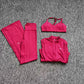Women's Bell Bottom Pants Bra Jacket Set 3-piece Set