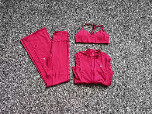 Women's Bell Bottom Pants Bra Jacket Set 3-piece Set