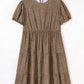 Plus Size Leopard Print Frill Trim Short Sleeve Flared Dress