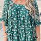 Floral Print Square Neck Ruffled Trim Plus Size Blouse