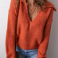 Collared V Neck Ribbed Edge Sexy Elegant Sweater