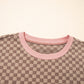 Checkerboard Long Sleeve Pullover and Shorts Set
