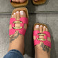 Metal Decor Cut Out Square Toe Slippers