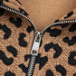 Leopard Print Quarter Zip Sweatshirt
