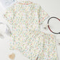 Floral Print Contrast Pipping Short Pajamas Set
