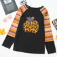 Leopard Pumpkin Patched Contrast Long Sleeve Top