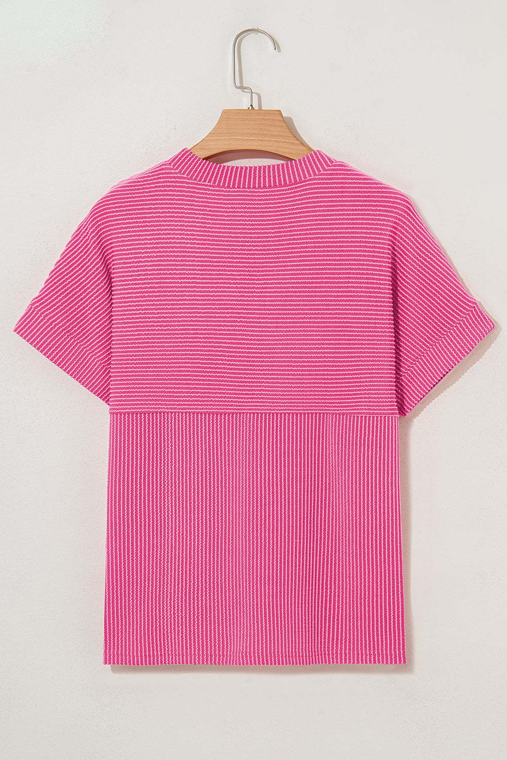 Corded Knit Mock Neck T Shirt