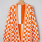 Checkered Open Front Drop Shoulder Cardigan