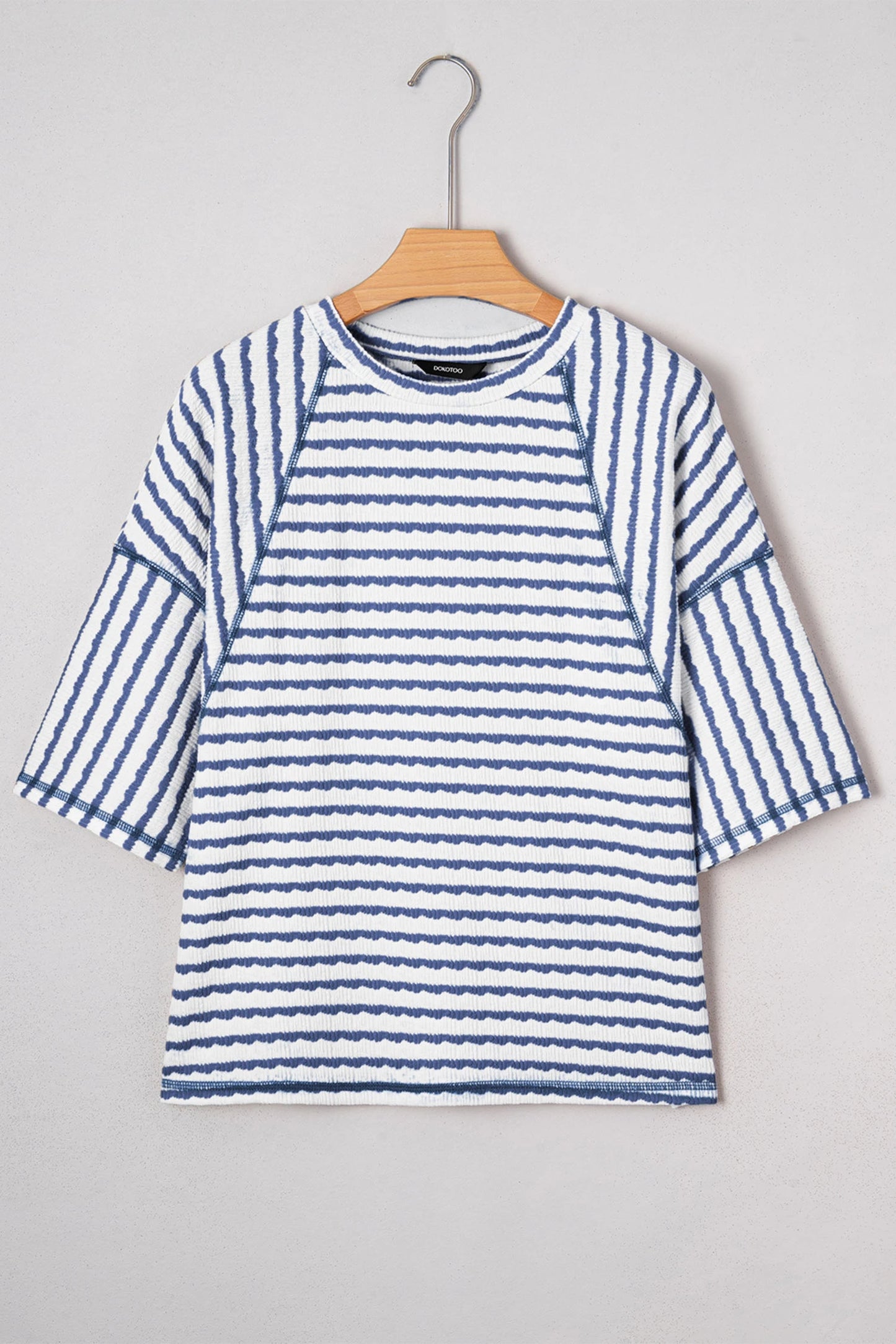Knit Split Hem Half Sleeve Loose Top