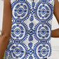 Vintage Print Pintuck Crew Neck Tank Top