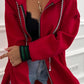 Cuffed Drop Shoulder Zip up Tunic Hoodie