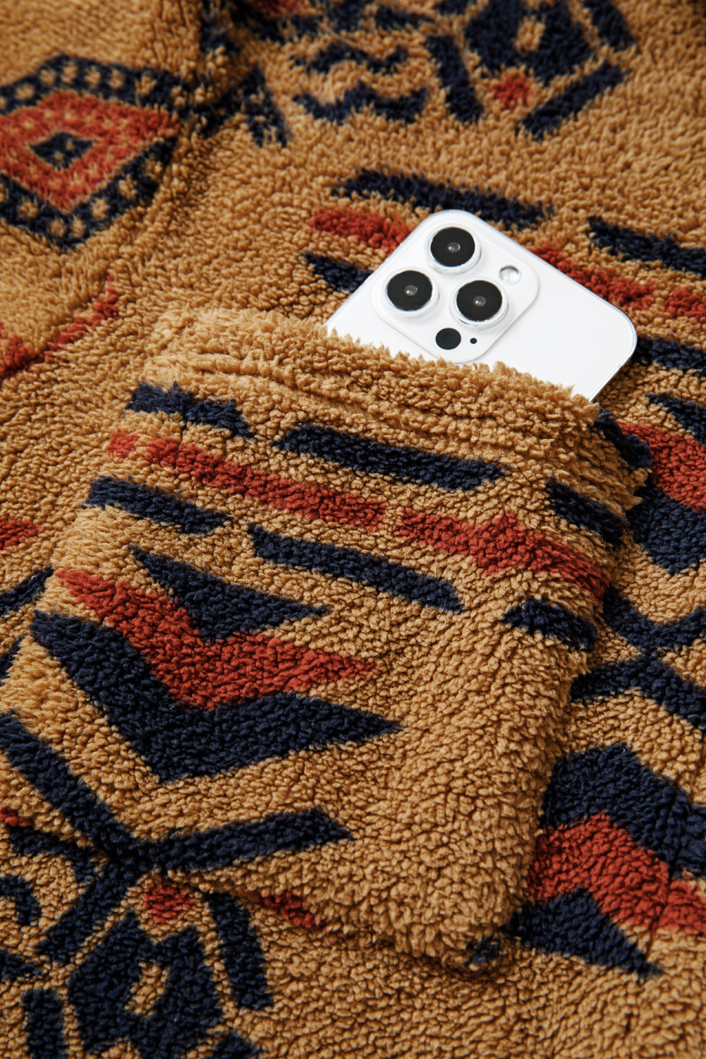Western Aztec Pattern Fleece Shacket