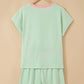 Cream Soft Ribbed Color Block Trim Casual Short Set