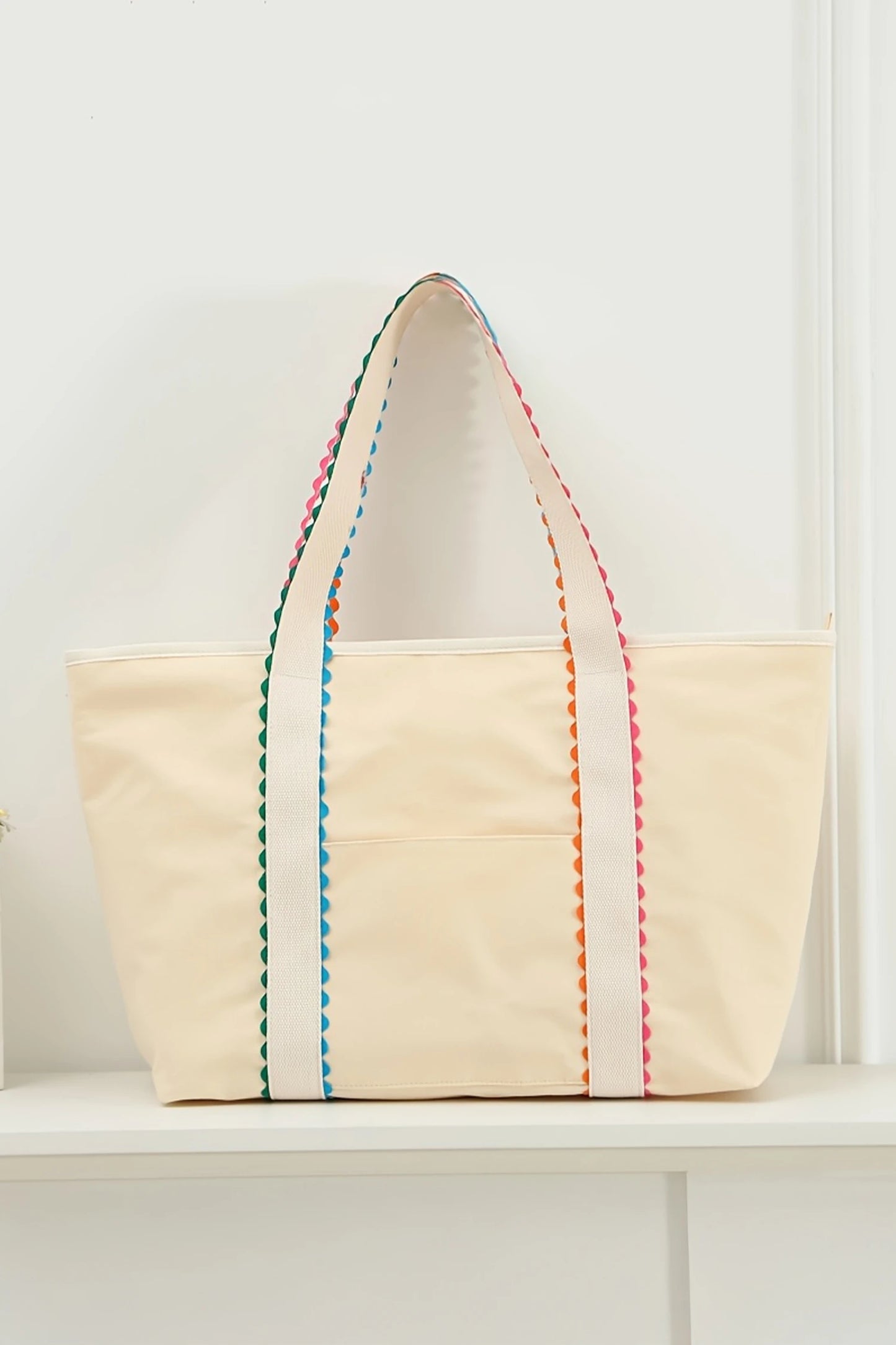Ricrac Detail Canvas Tote Bag