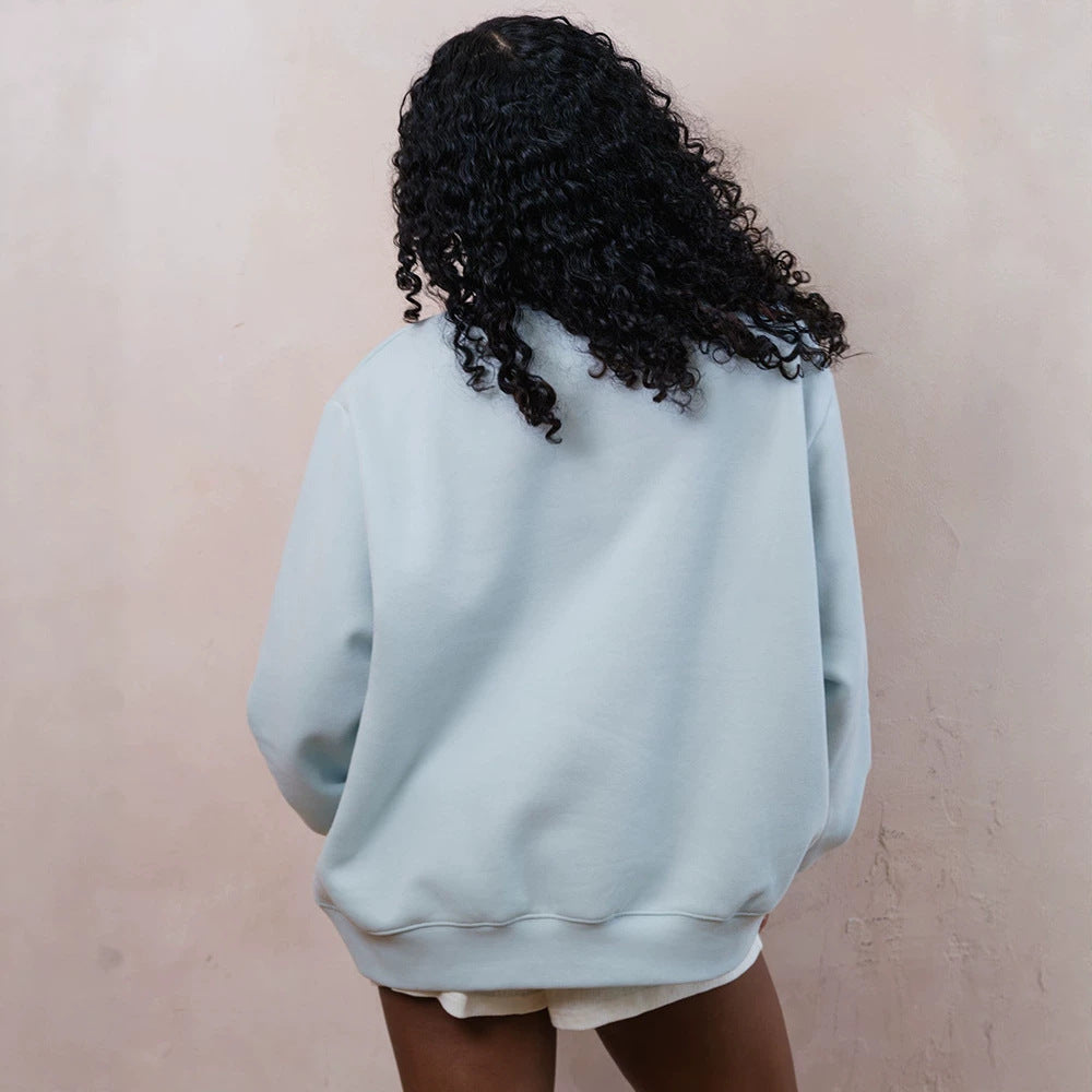 Oversized Varsity MockNeck Sweatshirt