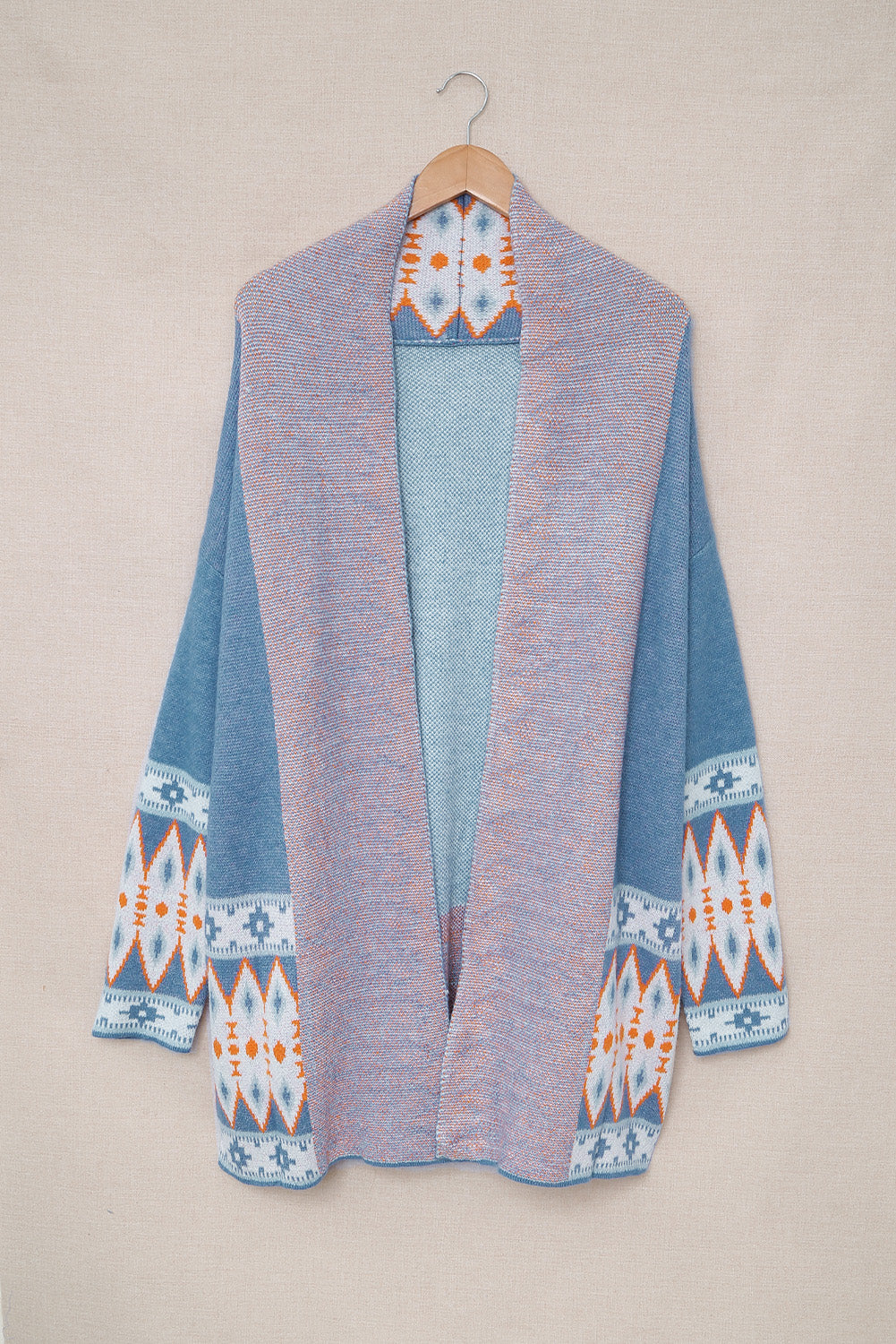 Western Aztec Open Front Sweater Cardigan