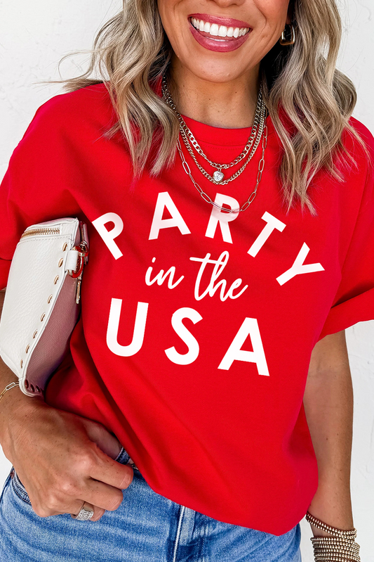 PARTY in the USA Printed Independence Day T Shirt