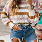 Striped Hollowed Knitted Sweater