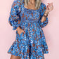 Smocked Bodice High Waist Ruffled Sleeve Floral Dress