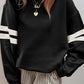 Varsity Striped Detail Drop Shoulder Oversized Sweatshirt