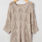Hollow Out Knit 7/8 Sleeve Casual Sweater