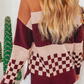 Block Knitted Drop Shoulder Sweater