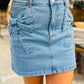 Acid Wash Bowknot Details High Waist Denim Skirt