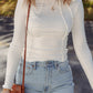 Exposed Seam Ribbed Knit Slim Fit Long Sleeve Top