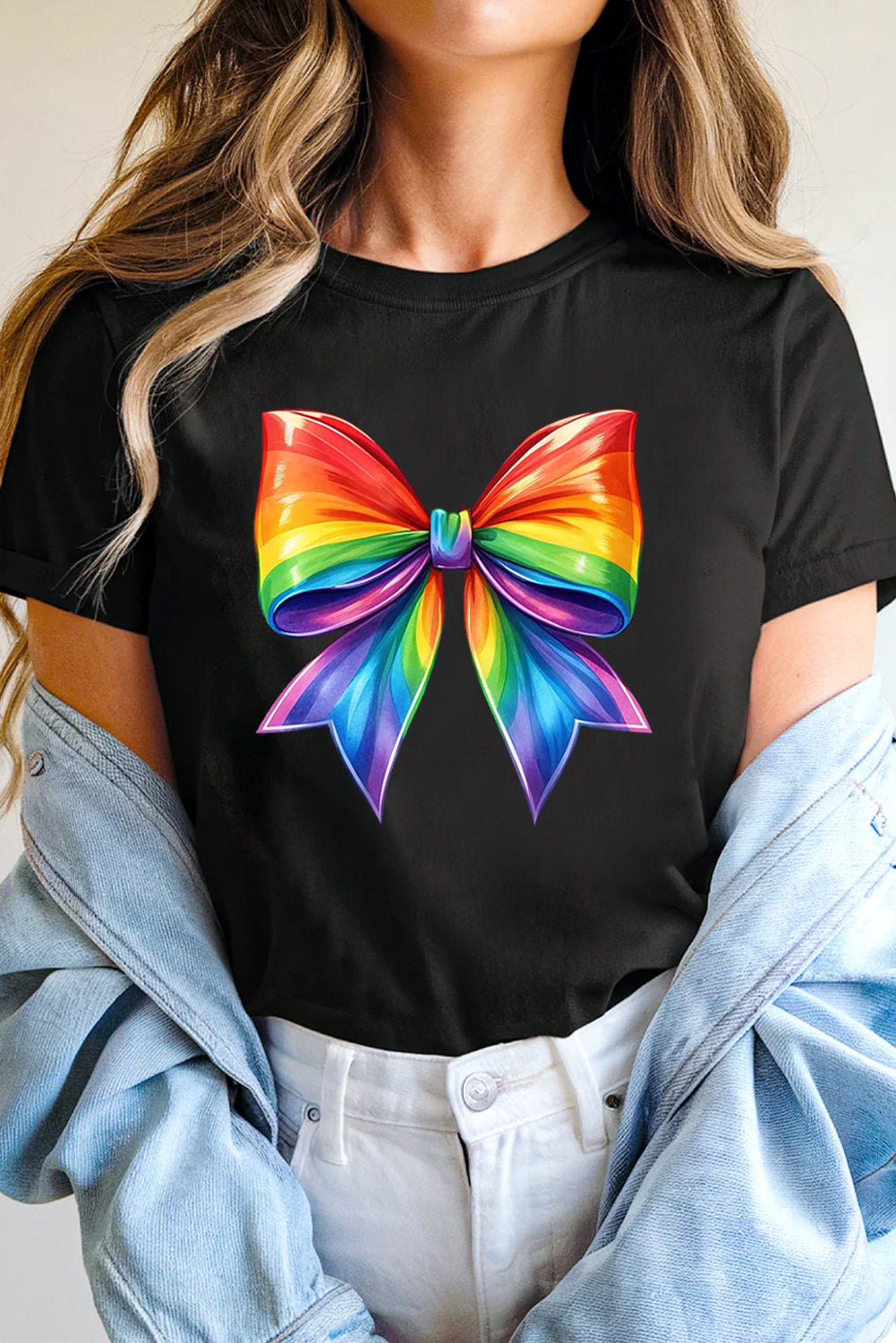 Pride Bow Graphic Round Neck T Shirt