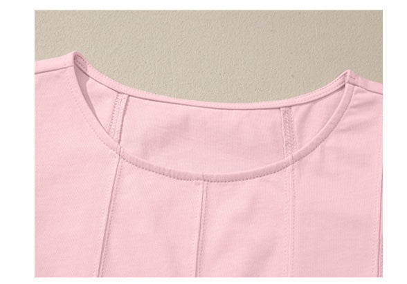 Stitched Detail Loose Tank Top Cotton 2pcs Short Set