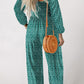 Floral Print Western Smocked Bodice Square Neck Wide Leg Jumpsuit