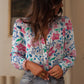 Floral Print Lace Detail Button-up Long Sleeve Shirt