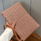 Straw Woven Wrist Strap Zipper Large Wallet