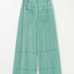Mineral Wash Exposed Seam Drawstring High Waist Wide Leg Cargo Pants