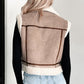 Sherpa Lined Faux Suede Lapel Collar Vest