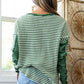Stripe Thermal Knit Drop Shoulder Casual Top