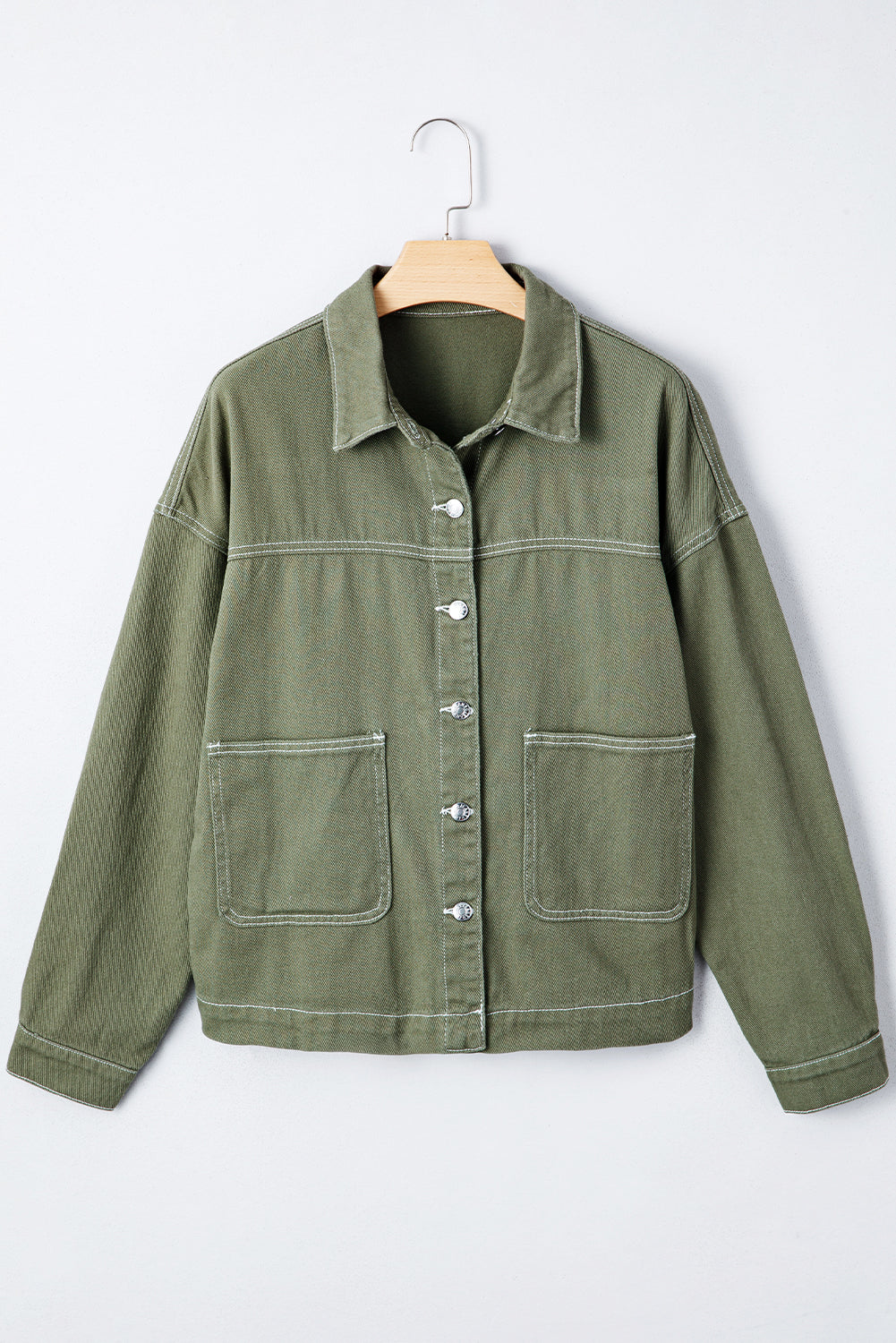 Pocket Collared Button Front Boyfriend Denim Jacket