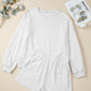 Girly Bow Embroidered Detail Puff Sleeve Pullover 2pcs Short Set