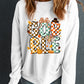 GOBBLE Checkered Letter Print Thanksgiving Turkey Graphic Sweatshirt
