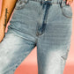 Star Patchwork Cropped Wide Leg High Waist Jeans